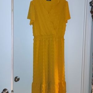 Fashion swiss dot yellow dress XL